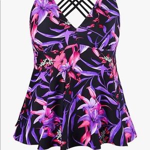 Firpearl Women's Tankini Swimsuits Cross Back Flowy Swim Tops Modest Size 10